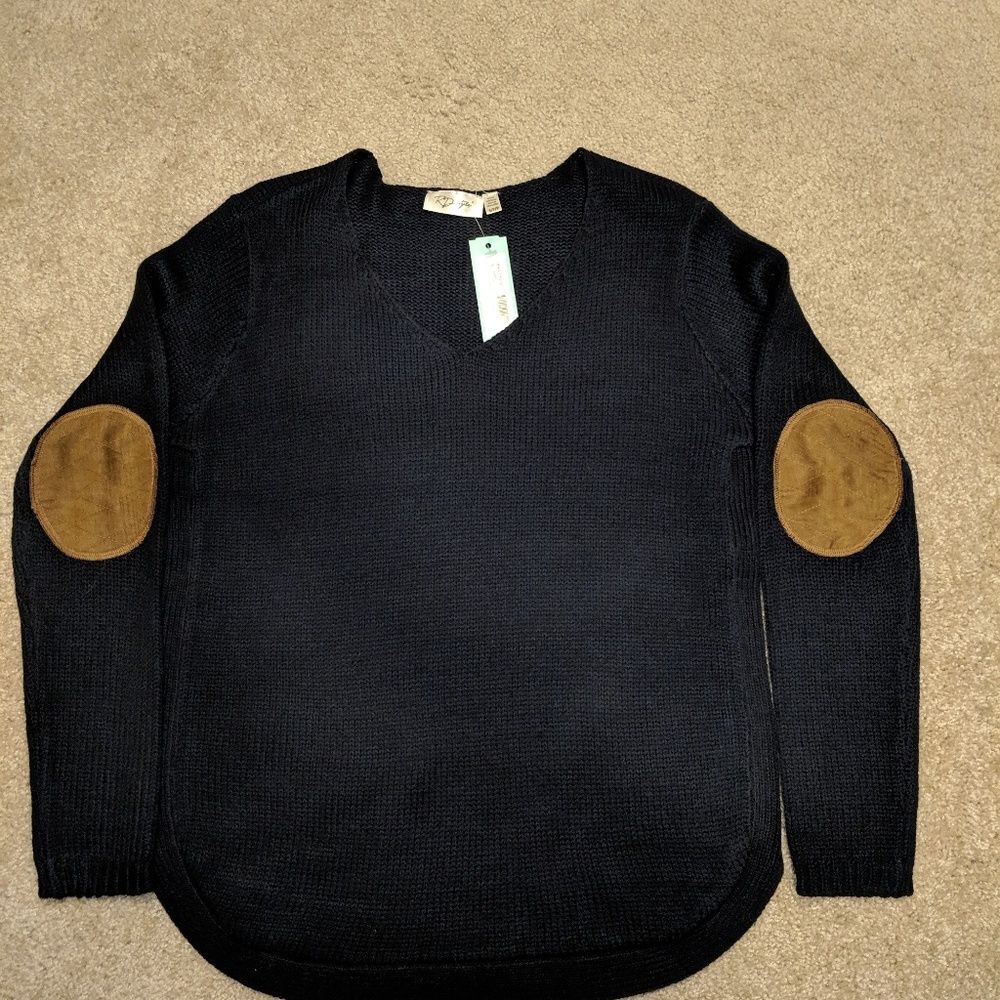 Elbow patch V neck pullover - Picture 2 of 2